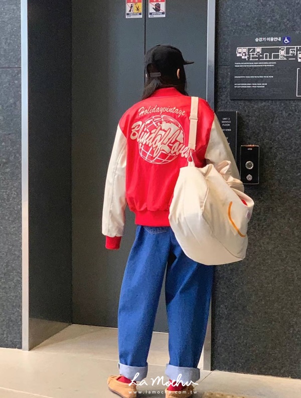 後字母地球皮革棒球外套
